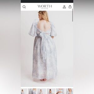 Melody Maxi Dress with Pleats and Bow Detail in Blue Floral - Bump Friendly